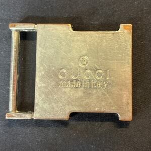 Gucci Silver-Tone Metal Belt Buckle "Made in Italy" Engraved Luxury Hardware